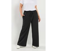 Yours Women's Drawstring Wide Leg Joggers in Black | Size: 26-28R Yours Black 26-28R
