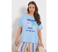 Yours Women's 'Dream By The Sea' Pyjama Top in Light Blue | Size: 22-24 Yours Light Blue 22-24