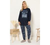 Yours Women's 'Dream Explorer' Cuffed Pyjama Set in Dark Blue | Size: 30-32 Yours Dark Blue 30-32