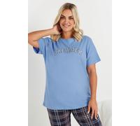 Yours Curve 'Dreamer' Slogan Pyjama Top - Women's - Plus Size Curve Blue