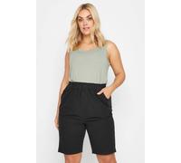 Yours Curve Elasticated Cool Cotton Shorts - Women's - Plus Size Curve Black