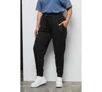 Yours Curve Elasticated Cuffed Ankles Stretch Sweatpant Casual Comfort Joggers with Pockets & Adjustable Drawstring Waist - Women's - Plus Size Black