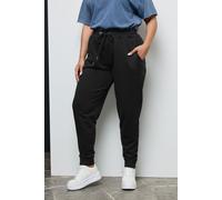 Yours Curve Elasticated Cuffed Ankles Stretch Sweatpant Casual Comfort Joggers with Pockets & Adjustable Drawstring Waist - Women's - Plus Size Black 34-36