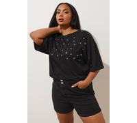 Yours Women's Elasticated Waist Turn Up Denim Shorts in Black | Size: 18 Yours Black 18