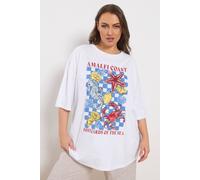 Yours Women's Embellished Boxy T-Shirt in White | Size: 26/28