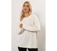 Yours Curve White Embellished Front Jumper - Women's - Plus Size Curve