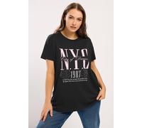 Yours Women's Embellished Graphic T-Shirt in Black | Size: 22/24