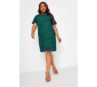 Yours Women's Embellished Shift Dress in Bottle Green | Size: 22