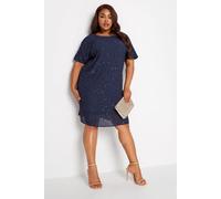 Yours Luxe: Ultimate Embellishment - Luxe Curve Blue Sequin Hand Embellished Cape Dress - Women's