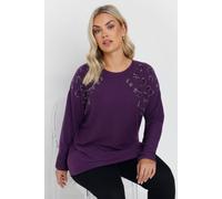 Yours Curve Leopard Print Embellished Soft Touch Jumper - Women's - Plus Size Curve Purple