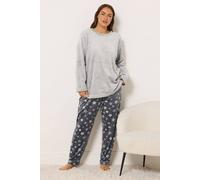 Yours Women's Embossed Star Borg Lounge Set in Grey | Size: 34-36 Yours Grey 34-36