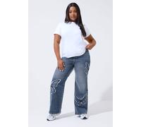 Yours Women's Embroidered Butterfly Jeans in Blue | Size: 18 Yours Blue 18