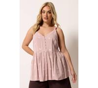 Yours Curve Pink Embroidered Button Cami Vest Top - Women's - Plus Size Curve