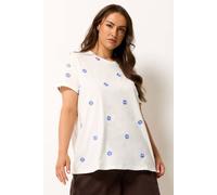 Yours Women's Embroidered Daisy T-Shirt in White | Size: 22-24 Yours White 22-24
