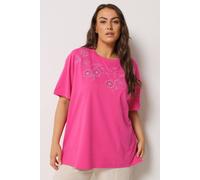 Yours Women's Embroidered Fruit T-Shirt in Pink | Size: 30/32