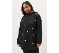 Yours Women's Embroidered Heart Hoodie in Black | Size: 20 Yours Black 20