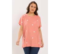 Yours Curve Embroidered Heart T-Shirt - Women's - Plus Size Curve Orange