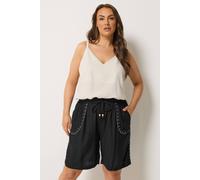 Yours Women's Embroidered Shorts in Black | Size: 14