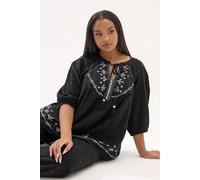 Embroidered Tie Neck Blouse Yours Black 22-24