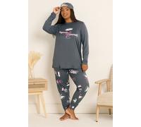 Yours 'espresso Elf' Soft Touch Pyjama & Eye Mask Set In Grey Grey 14-16
