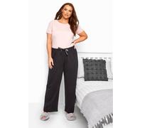 Yours Curve Drawstring Lightweight Breathable Comfortable Lounge Jogger Pyjama Bottoms Women's - Plus Size Black 30-32