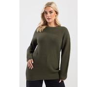 Yours Curve Khaki Essential Knitted Jumper - Women's - Plus Size Curve
