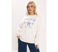 Yours Curve 'Etoile' Slogan Sweatshirt - Women's - Plus Size Curve Cream