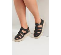 Yours Women's Extra Wide EEE Fit Flatform Gladiator Espadrilles in Black | Size: 7EEE Yours Black 7EEE