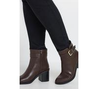 Yours Women's Extra Wide Fit Buckle Detail Ankle Boots in Brown | Size: 7EEE Yours Brown 7EEE