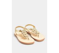 Yours Women's Extra Wide Fit Diamante Butterfly Sandals in Metallic Gold | Size: 5EEE