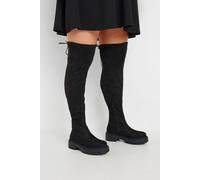 Yours - Faux Suede Knee High Boots In Extra Wide Eee Fit - Women's