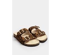 Yours - Leopard Print Moulded Footbed Sandals in Extra Wide Eee Fit - Women's Brown