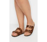 Yours - Leopard Print Moulded Footbed Sandals in Extra Wide Eee Fit - Women's Brown