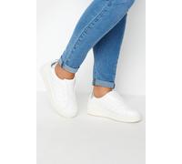 Yours - Quilted Platform Wedge Trainers in Extra Wide Eee Fit - Women's White