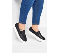 Yours - Quilted Slip-On Trainers in Extra Wide Eee Fit - Women's Black