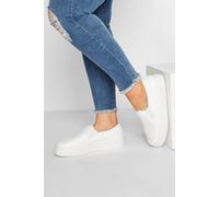 Yours Women's Extra Wide Fit Quilted Slip-On Trainers in White | Size: 5EEE Yours White 5EEE
