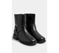 Yours Women's Extra Wide Fit Square Toe Biker Boots in Black | Size: 4EEE