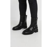 Yours Women's Extra Wide Fit Square Toe Biker Boots in Black | Size: 6EEE