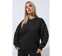 Yours Women's Eyelet Detail Sweatshirt in Black | Size: 18 Yours Black 18