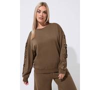 Yours Women's Eyelet Detail Sweatshirt in Brown | Size: 20