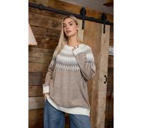 Yours Women's Fairisle Knitted Jumper in Natural | Size: 22-24 Yours Natural 22-24
