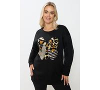 Yours Women's Faux Fur Heart Sweatshirt in Black | Size: 20 Yours Black 20