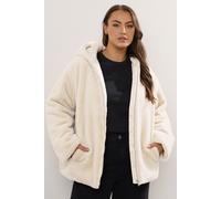 Yours Curve White Faux Fur Hooded Jacket - Women's - Plus Size Curve