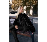 Yours Curve Collared Faux Fur Jacket - Women's - Plus Size Curve