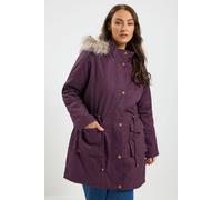 Yours Women's Faux Fur Parka Coat in Burgundy | Size: 16