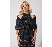 Yours Women's Faux Fur Shawl in Black | Size: 22/24