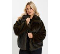 Yours Curve Faux Fur Tipped Coat - Women's - Plus Size Curve