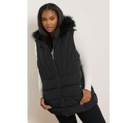Yours Women's Faux Fur Trim Gilet in Black | Size: 22-24 Yours Black 22-24