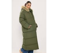 Yours Curve Green Faux Fur Trim Padded Puffer Coat - Women's - Plus Size Curve
