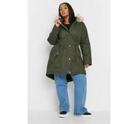 Faux Fur Trim Parka Coat Yours Dark Green 16